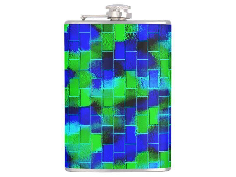 Hip Flasks-BRICK WALL SMUDGED Hip Flasks-Blues &amp; Greens-from COLORADDICTED.COM-