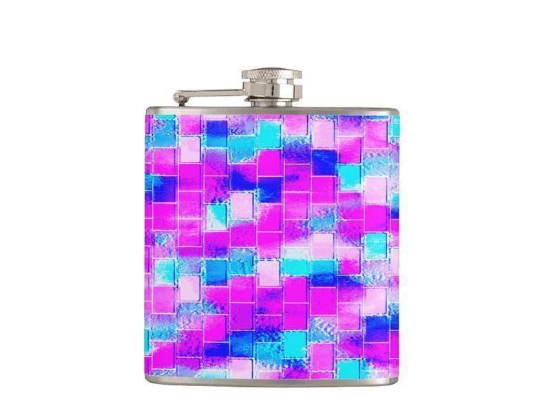 Hip Flasks-BRICK WALL SMUDGED Hip Flasks-Blues &amp; Purples &amp; Fuchsias &amp; Pinks-from COLORADDICTED.COM-