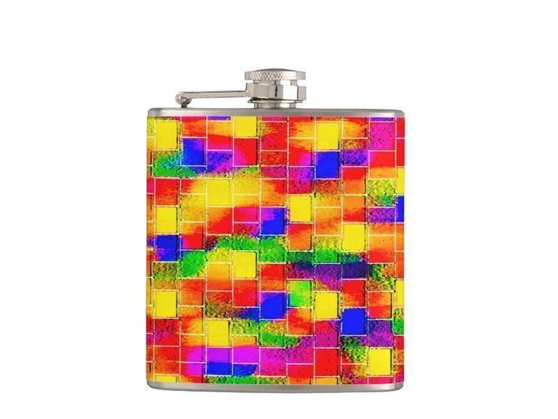 Hip Flasks-BRICK WALL SMUDGED Hip Flasks-Multicolor Bright-from COLORADDICTED.COM-
