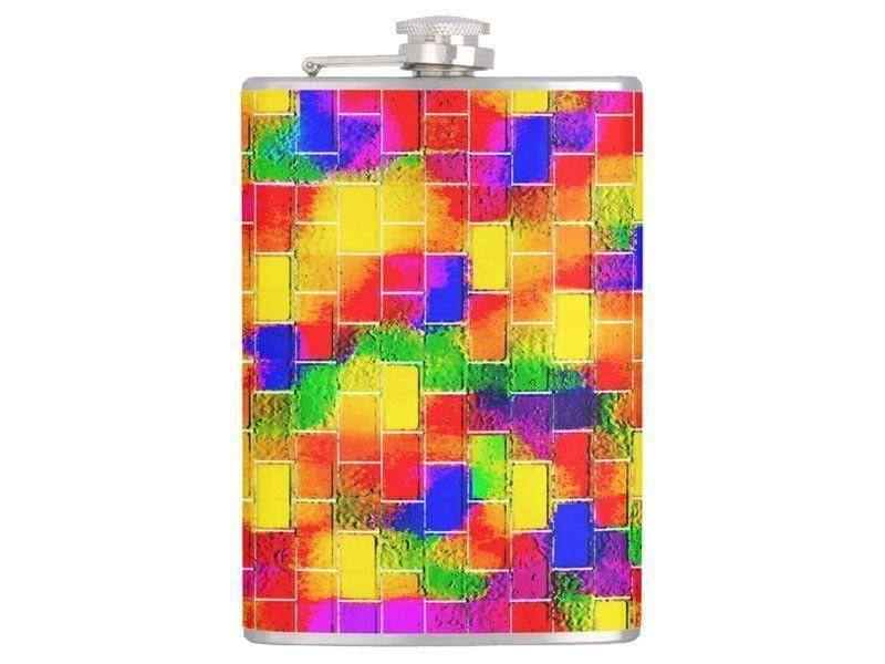 Hip Flasks-BRICK WALL SMUDGED Hip Flasks-Multicolor Bright-from COLORADDICTED.COM-