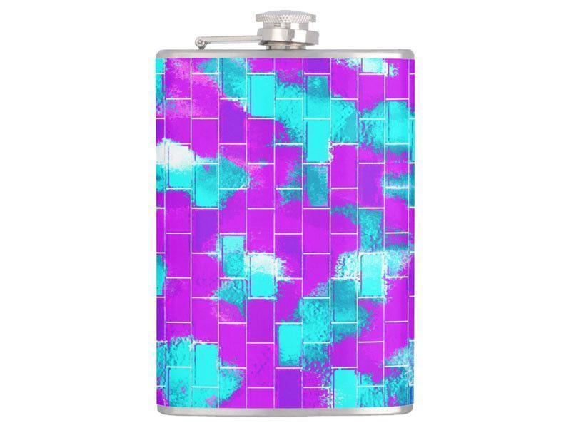 Hip Flasks-BRICK WALL SMUDGED Hip Flasks-Purples &amp; Violets &amp; Turquoises-from COLORADDICTED.COM-