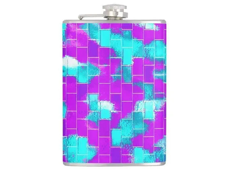 Hip Flasks-BRICK WALL SMUDGED Hip Flasks-Purples & Violets & Turquoises-from COLORADDICTED.COM-