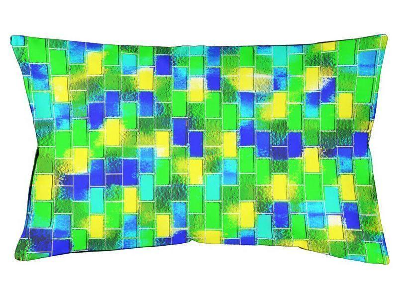 Dog Beds-BRICK WALL SMUDGED Indoor/Outdoor Dog Beds-Blues, Greens &amp; Yellows-from COLORADDICTED.COM-