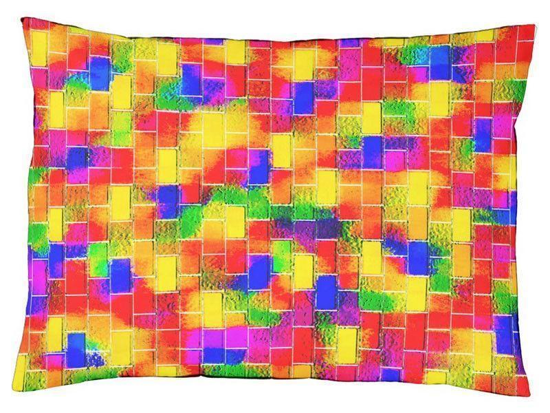 Dog Beds-BRICK WALL SMUDGED Indoor/Outdoor Dog Beds-Multicolor Bright-from COLORADDICTED.COM-