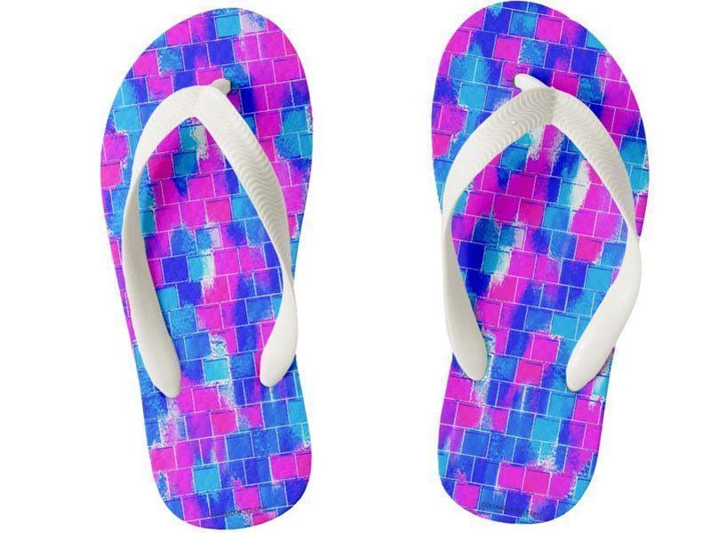 Kids Flip Flops-BRICK WALL SMUDGED Kids Flip Flops-Blues &amp; Fuchsias-from COLORADDICTED.COM-