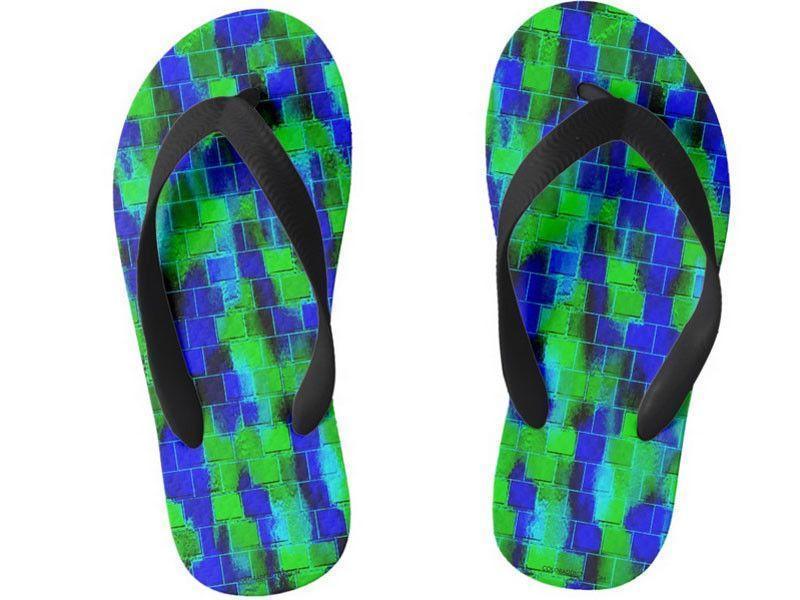 Kids Flip Flops-BRICK WALL SMUDGED Kids Flip Flops-Blues &amp; Greens-from COLORADDICTED.COM-