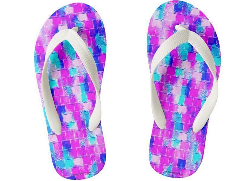 Kids Flip Flops-BRICK WALL SMUDGED Kids Flip Flops-Blues &amp; Purples &amp; Fuchsias &amp; Pinks-from COLORADDICTED.COM-