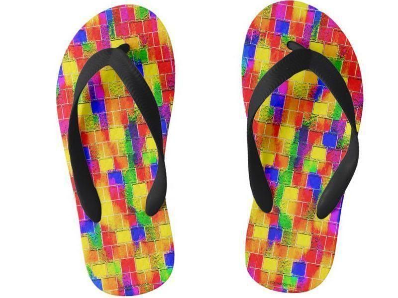 Kids Flip Flops-BRICK WALL SMUDGED Kids Flip Flops-Multicolor Bright-from COLORADDICTED.COM-