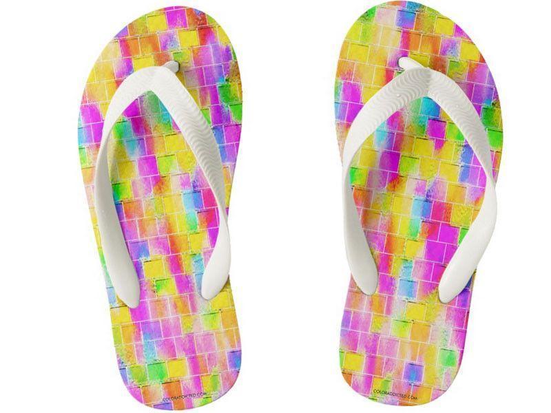 Kids Flip Flops-BRICK WALL SMUDGED Kids Flip Flops-Multicolor Light-from COLORADDICTED.COM-