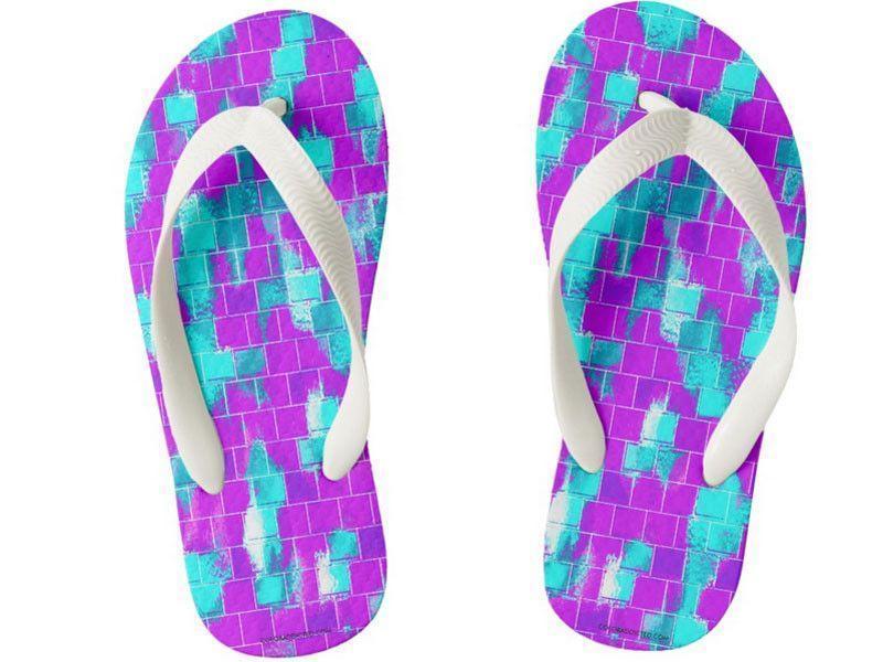 Kids Flip Flops-BRICK WALL SMUDGED Kids Flip Flops-Purples &amp; Violets &amp; Turquoises-from COLORADDICTED.COM-