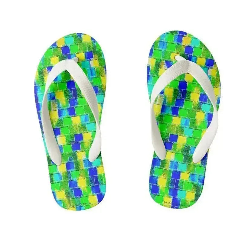 Kids Flip Flops-BRICK WALL SMUDGED Kids Flip Flops-from COLORADDICTED.COM-
