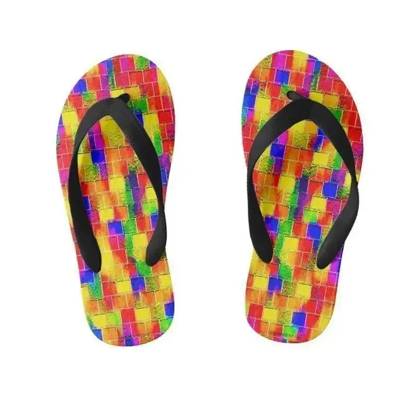 Kids Flip Flops-BRICK WALL SMUDGED Kids Flip Flops-from COLORADDICTED.COM-