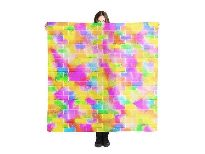 Large Square Scarves & Shawls-BRICK WALL SMUDGED Large Square Scarves & Shawls-Multicolor Light-from COLORADDICTED.COM-