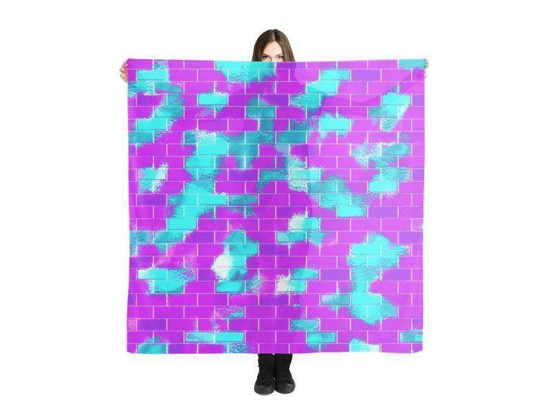 Large Square Scarves &amp; Shawls-BRICK WALL SMUDGED Large Square Scarves &amp; Shawls-Purples &amp; Violets &amp; Turquoises-from COLORADDICTED.COM-