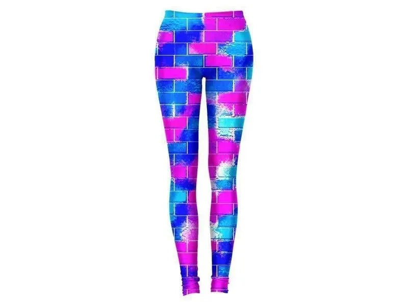 Leggings-BRICK WALL SMUDGED Leggings-Blues & Fuchsias-from COLORADDICTED.COM-