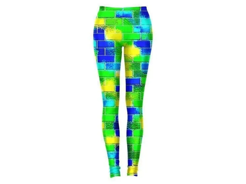 Leggings-BRICK WALL SMUDGED Leggings-Blues & Greens & Yellows-from COLORADDICTED.COM-