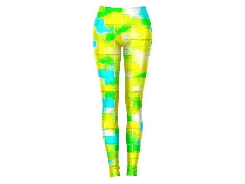 Leggings-BRICK WALL SMUDGED Leggings-Greens &amp; Yellows &amp; Light Blues-from COLORADDICTED.COM-