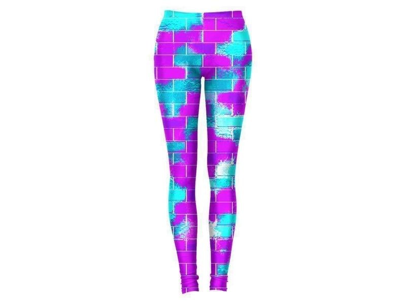 Leggings-BRICK WALL SMUDGED Leggings-Purples &amp; Violets &amp; Turquoises-from COLORADDICTED.COM-