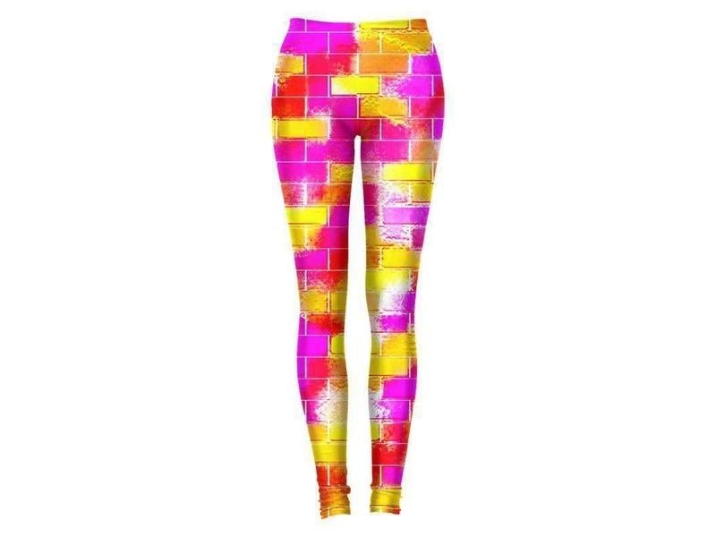Leggings-BRICK WALL SMUDGED Leggings-Reds &amp; Oranges &amp; Yellows &amp; Fuchsias-from COLORADDICTED.COM-