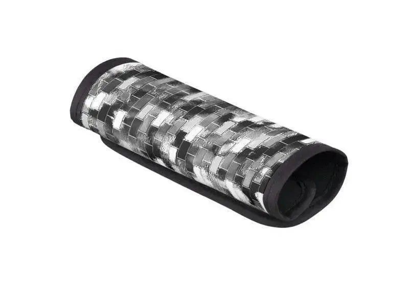 Luggage Handle Wraps-BRICK WALL SMUDGED Luggage Handle Wraps-Black & Grays & White-from COLORADDICTED.COM-