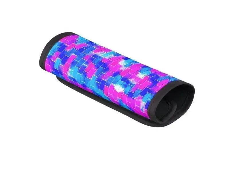 Luggage Handle Wraps-BRICK WALL SMUDGED Luggage Handle Wraps-Blues & Fuchsias-from COLORADDICTED.COM-
