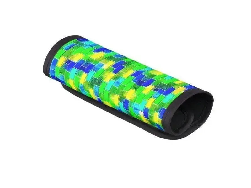 Luggage Handle Wraps-BRICK WALL SMUDGED Luggage Handle Wraps-Blues & Greens & Yellows-from COLORADDICTED.COM-