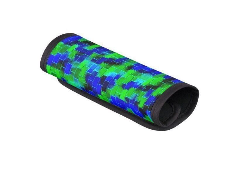 Luggage Handle Wraps-BRICK WALL SMUDGED Luggage Handle Wraps-Blues &amp; Greens-from COLORADDICTED.COM-