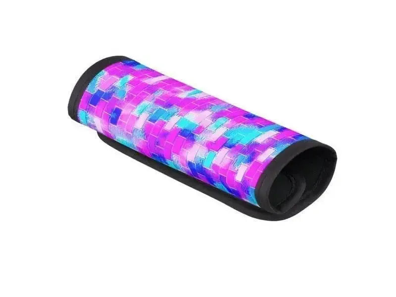 Luggage Handle Wraps-BRICK WALL SMUDGED Luggage Handle Wraps-Blues & Purples & Fuchsias & Pinks-from COLORADDICTED.COM-
