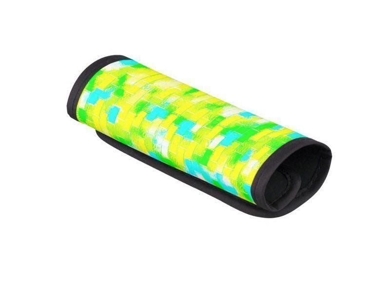 Luggage Handle Wraps-BRICK WALL SMUDGED Luggage Handle Wraps-Greens &amp; Yellows &amp; Light Blues-from COLORADDICTED.COM-