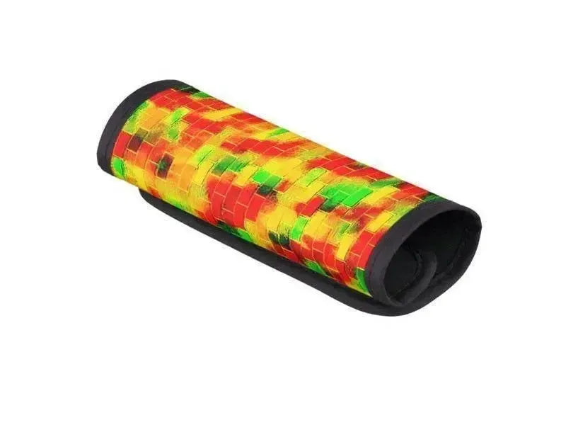 Luggage Handle Wraps-BRICK WALL SMUDGED Luggage Handle Wraps-Reds & Oranges & Yellows & Greens-from COLORADDICTED.COM-