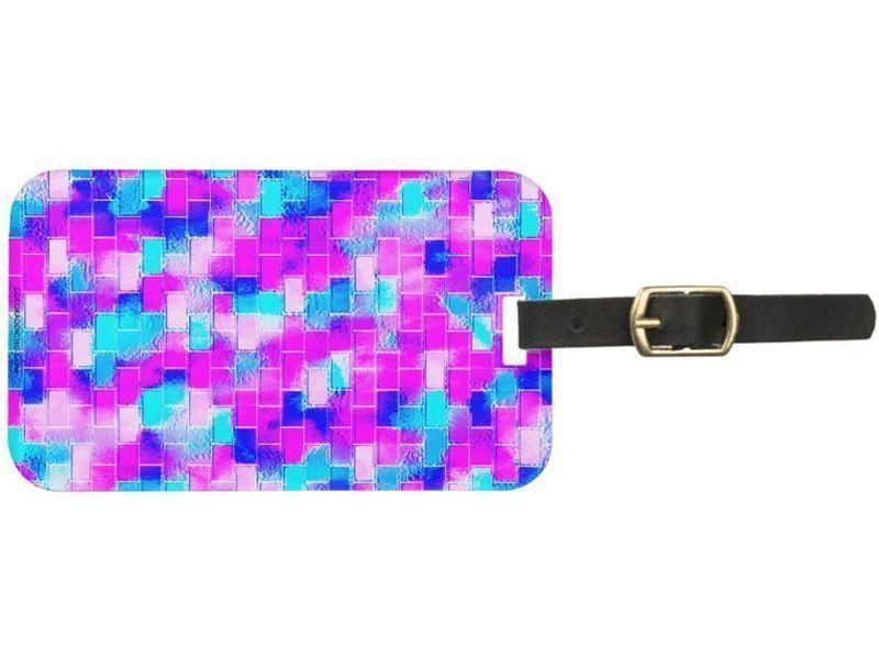 Luggage Tags-BRICK WALL SMUDGED Luggage Tags-Blues, Purples, Fuchsias &amp; Pinks-from COLORADDICTED.COM-