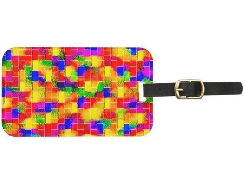 Luggage Tags-BRICK WALL SMUDGED Luggage Tags-Multicolor Bright-from COLORADDICTED.COM-