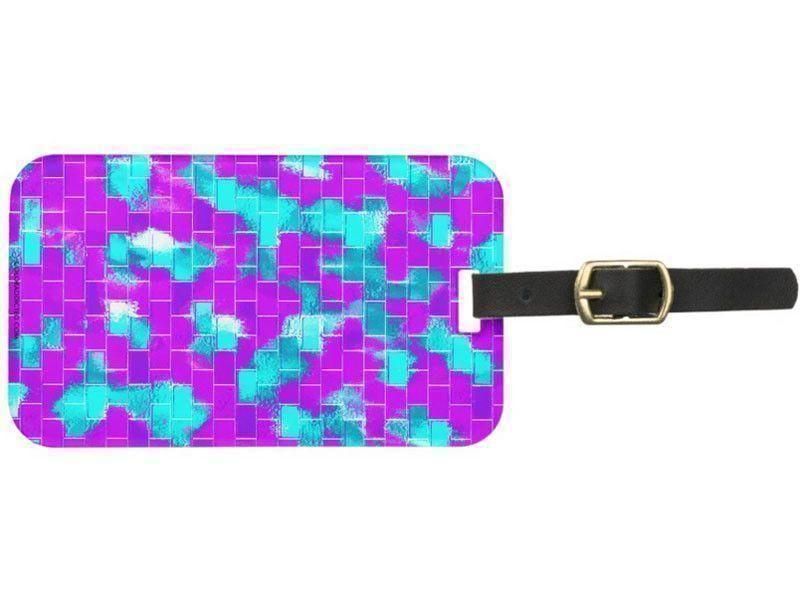 Luggage Tags-BRICK WALL SMUDGED Luggage Tags-Purples, Violets &amp; Turquoises-from COLORADDICTED.COM-
