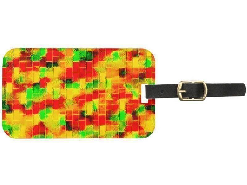 Luggage Tags-BRICK WALL SMUDGED Luggage Tags-Reds, Oranges, Yellows &amp; Greens-from COLORADDICTED.COM-