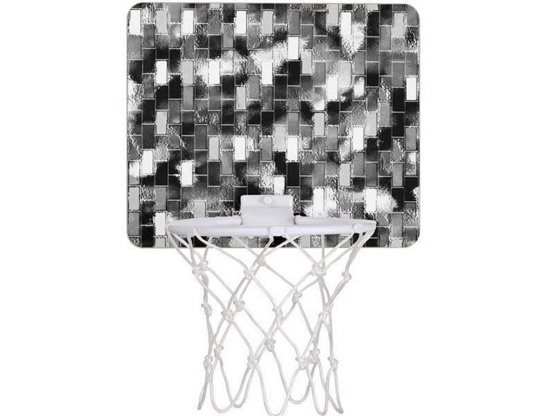 Mini Basketball Hoops-BRICK WALL SMUDGED Mini Basketball Hoops-Black &amp; Grays &amp; White-from COLORADDICTED.COM-