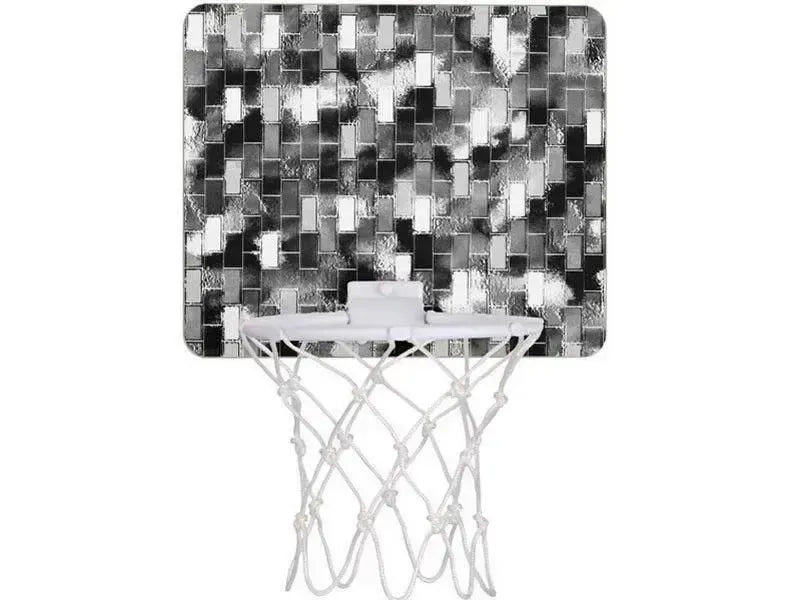 Mini Basketball Hoops-BRICK WALL SMUDGED Mini Basketball Hoops-Black & Grays & White-from COLORADDICTED.COM-