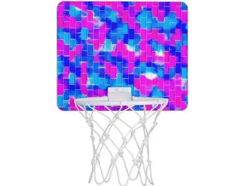 Mini Basketball Hoops-BRICK WALL SMUDGED Mini Basketball Hoops-Blues & Fuchsias-from COLORADDICTED.COM-