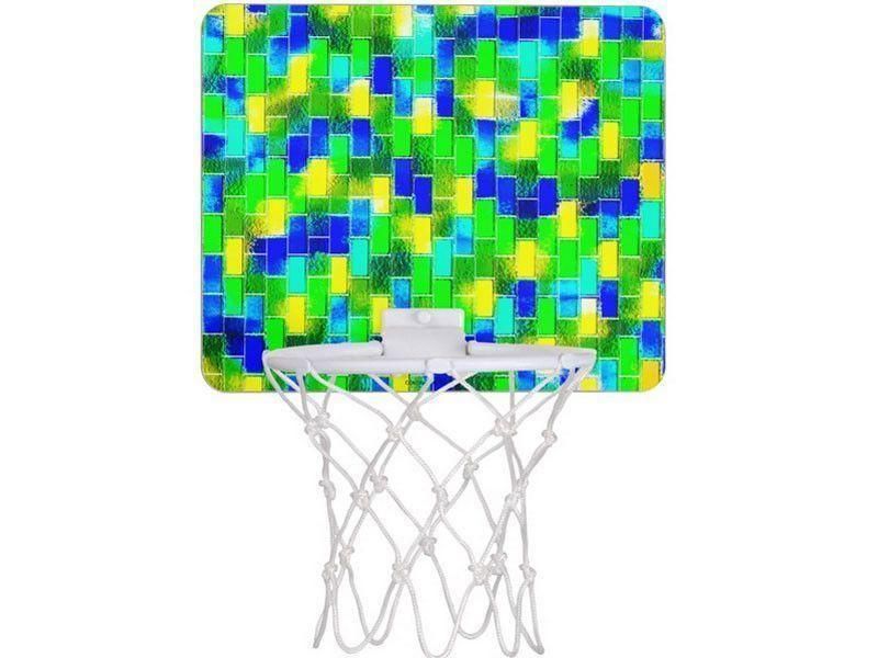 Mini Basketball Hoops-BRICK WALL SMUDGED Mini Basketball Hoops-Blues &amp; Greens &amp; Yellows-from COLORADDICTED.COM-