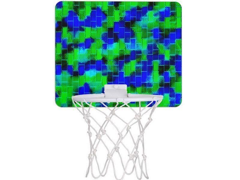 Mini Basketball Hoops-BRICK WALL SMUDGED Mini Basketball Hoops-Blues &amp; Greens-from COLORADDICTED.COM-