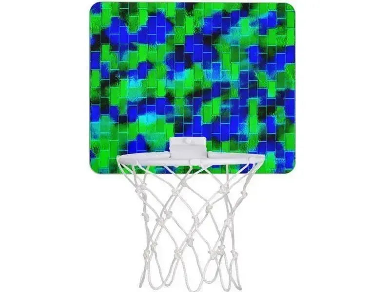 Mini Basketball Hoops-BRICK WALL SMUDGED Mini Basketball Hoops-Blues & Greens-from COLORADDICTED.COM-
