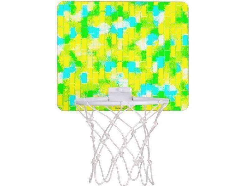 Mini Basketball Hoops-BRICK WALL SMUDGED Mini Basketball Hoops-Greens &amp; Yellows &amp; Light Blues-from COLORADDICTED.COM-