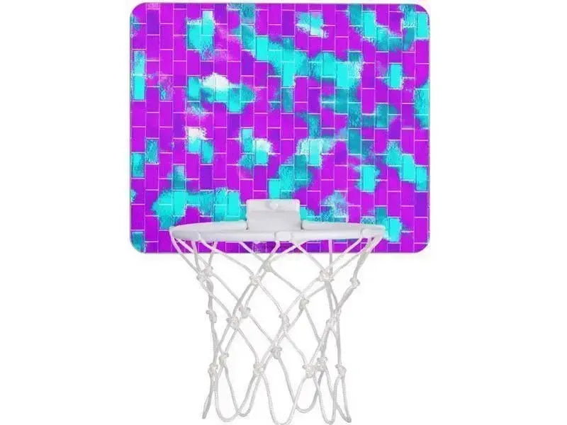 Mini Basketball Hoops-BRICK WALL SMUDGED Mini Basketball Hoops-Purples & Violets & Turquoises-from COLORADDICTED.COM-