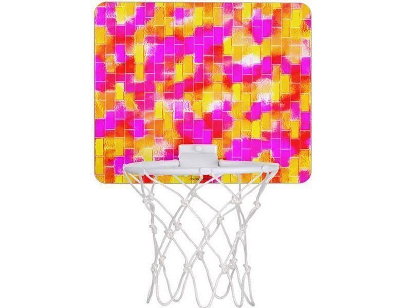 Mini Basketball Hoops-BRICK WALL SMUDGED Mini Basketball Hoops-Reds &amp; Oranges &amp; Yellows &amp; Fuchsias-from COLORADDICTED.COM-