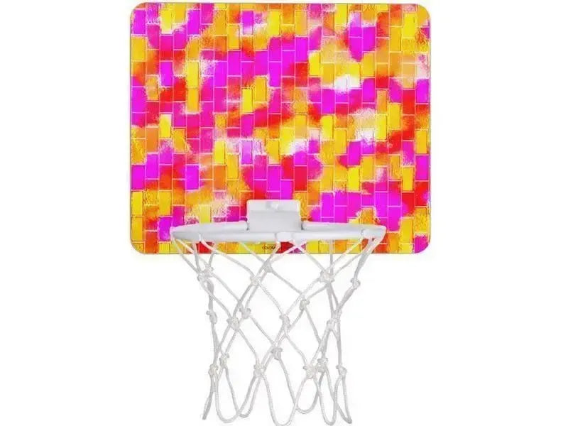 Mini Basketball Hoops-BRICK WALL SMUDGED Mini Basketball Hoops-Reds & Oranges & Yellows & Fuchsias-from COLORADDICTED.COM-