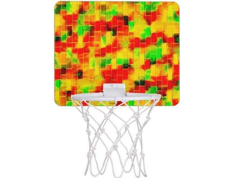 Mini Basketball Hoops-BRICK WALL SMUDGED Mini Basketball Hoops-Reds &amp; Oranges &amp; Yellows &amp; Greens-from COLORADDICTED.COM-