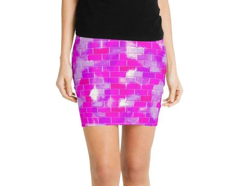 Mini Pencil Skirts-BRICK WALL SMUDGED Mini Pencil Skirts-Purples & Violets & Fuchsias-from COLORADDICTED.COM-