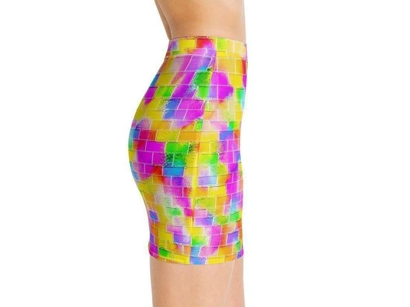 Mini Pencil Skirts-BRICK WALL SMUDGED Mini Pencil Skirts-Multicolor Light-from COLORADDICTED.COM-
