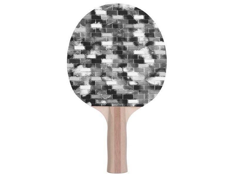 Ping Pong Paddles-BRICK WALL SMUDGED Ping Pong Paddles-Black &amp; Grays &amp; White-from COLORADDICTED.COM-