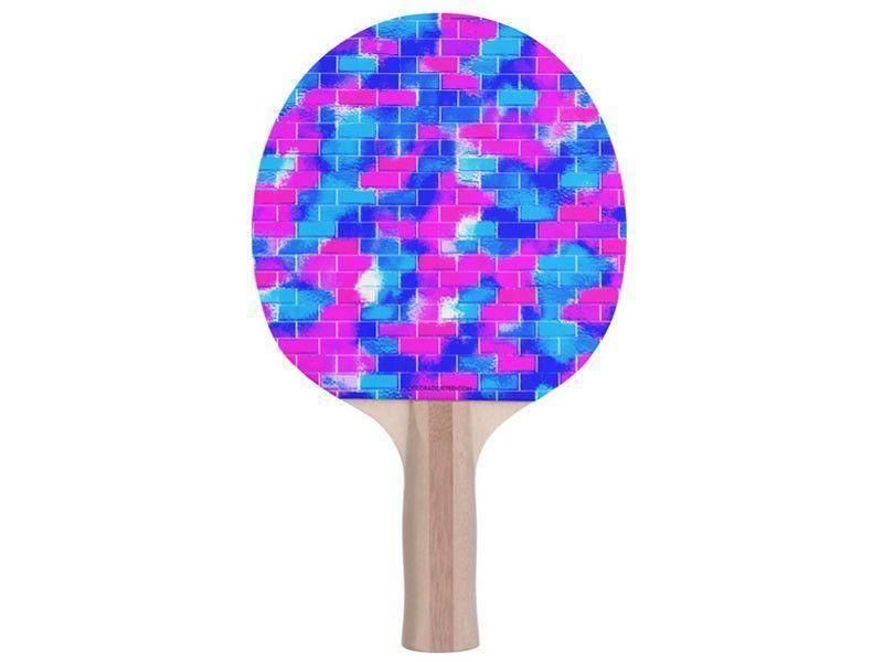 Ping Pong Paddles-BRICK WALL SMUDGED Ping Pong Paddles-Blues &amp; Fuchsias-from COLORADDICTED.COM-