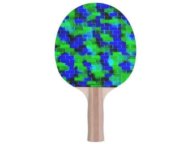 Ping Pong Paddles-BRICK WALL SMUDGED Ping Pong Paddles-Blues &amp; Greens-from COLORADDICTED.COM-